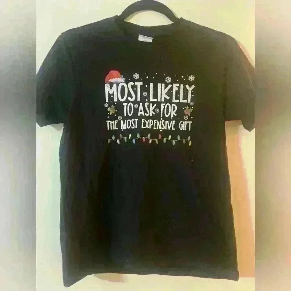 Kids Christmas Shirt Size Medium “Most Likely to Ask..”